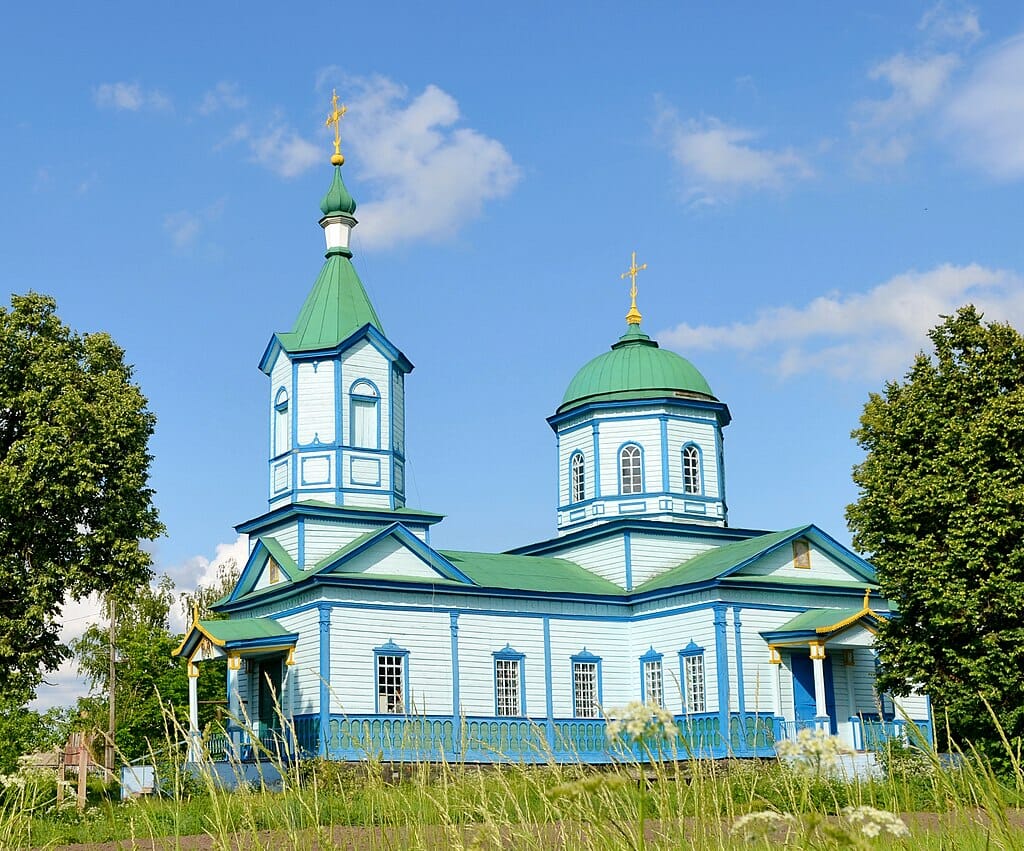 Lukianivka village. The Church of Ascension before the strike. 