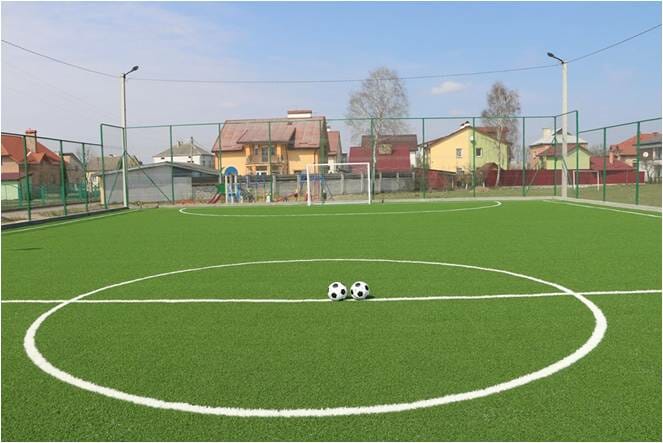 Football field with artificial turf near Lyceum No. 1 in Zymna Voda