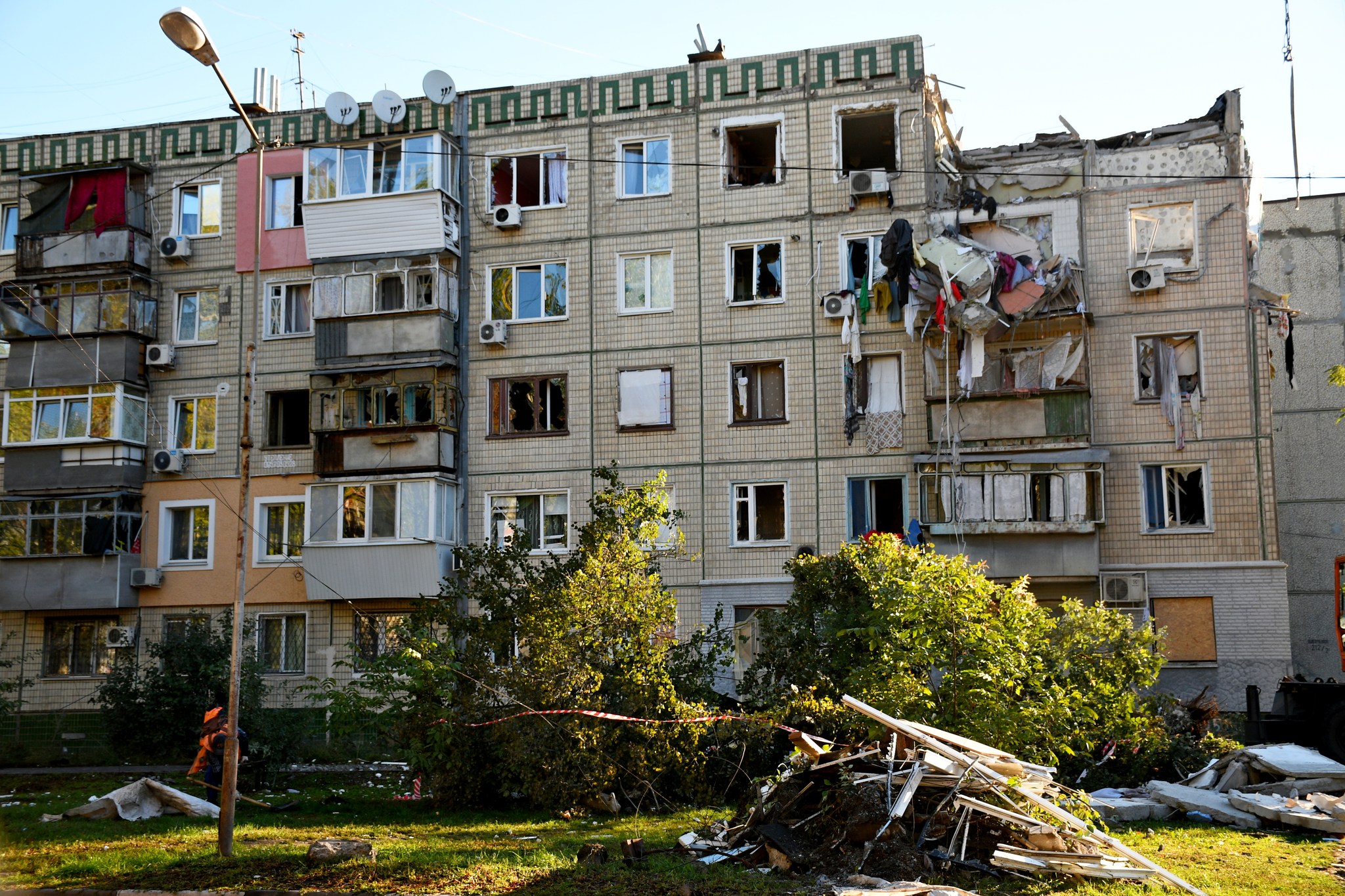 Destruction of the town after enemy attacks. Press service of the Nikopol Town Council