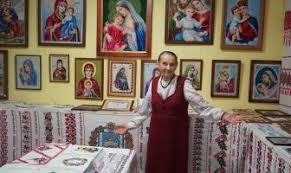 Embroiderer Nina Fedirko, Honoured Folk Arts and Crafts Master of Ukraine, resident of the Village of Velyka Dymerka